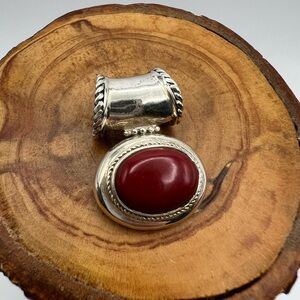 Vintage Thai Sterling Silver Pendant with Red Stone